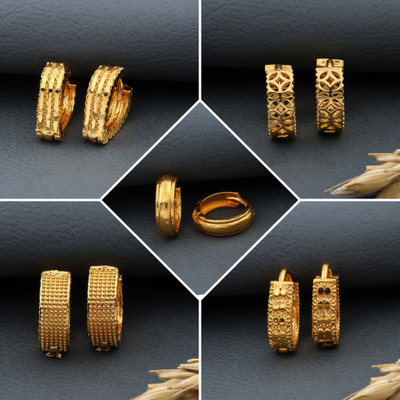 Weroxa Combo Of 5 Brass Huggie Earring