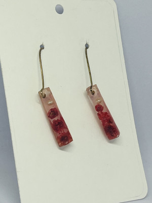 ArtHQ Handcrafted Crimson Bloom Teardrop Earrings Resin Drops & Danglers