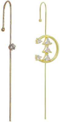 VIDALI Pack Of 2 Gold Plated Zircon Studded Ear Cuff Cubic Zirconia Alloy Cuff Earring