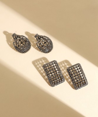 SOHI Pack Of Women's Intricate Stud Earrings - Silver Alloy Stud Earring