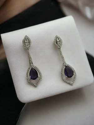 Opal Touch Scarlet Sparkle Rhodium Plated Crystal Red Earrings Cubic Zirconia Brass Stud Earring