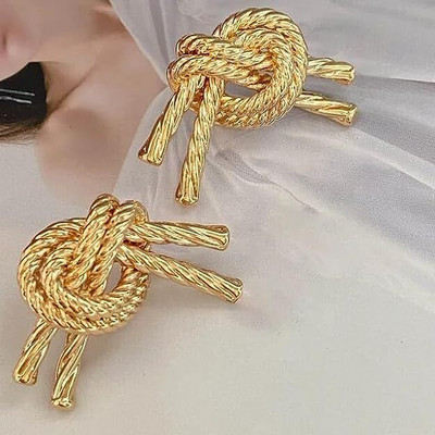 KRYSTALZ Retro Korean Knot Stud Earring Pearl, Cubic Zirconia Alloy Tassel Earring