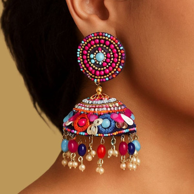 UnfoldSelf Colorful Handcrafted Jhumkas Alloy Jhumki Earring