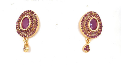 Anujeet Fashion Hub Gold Plated Covering 5 metal Impon AD Stone Small Floral Danglers For Women/Girl Copper Drops & Danglers