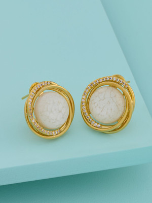 Kushal's Fashion Jewellery White Gold-Plated Party Zircon Trendy Studs Zircon Copper Stud Earring