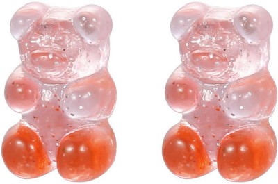 Young & Forever Red Resin Candy Cartoon Cute Handmade Gummy Bear Stud Earrings Alloy Stud Earring