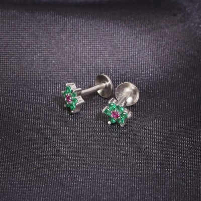 Zoi Silver Zoi Silver 925 (Green and Pink) Cubic Zirconia Sterling Silver Stud Earring