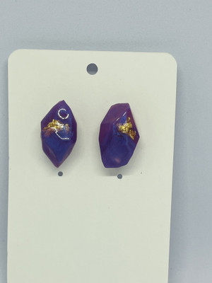 ArtHQ Handcrafted Crimson Ember Earrings with Golden Flakes Bold Resin Drops & Danglers