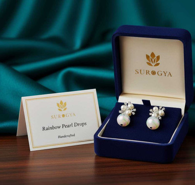 Surogya Rainbow Pearl Drops Pearl Brass Drops & Danglers