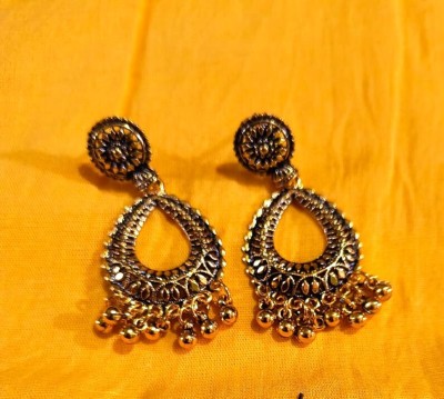 Naaz Creations Golden Tone Traditional Jhmki Ghungroo Tops Ear Stud For Girl & Women Brass Stud Earring, Plug Earring, Jhumki Earring