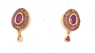Anujeet Fashion Hub Gold Plated Covering 5 metal Impon AD Stone Small Floral Danglers For Women/Girl Copper Drops & Danglers
