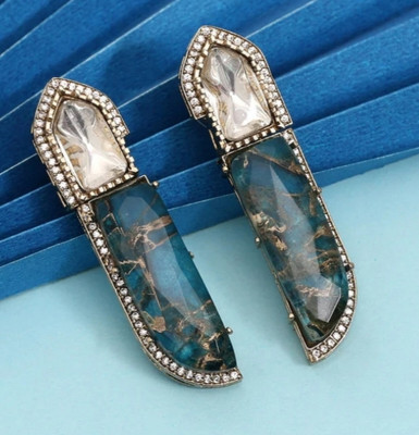 TRISA the radiance Ocean Moissanite Brass Huggie Earring