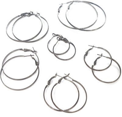 La Belleza Round Hoop Bali (Pack Of 6 Pair ) Alloy Hoop Earring