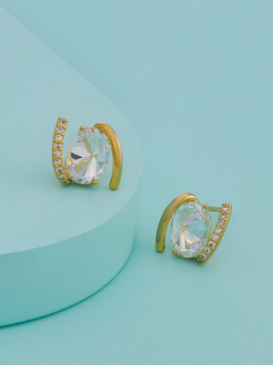 Kushal's Fashion Jewellery White Gold-Plated Party Zircon Trendy Studs Zircon Copper Stud Earring