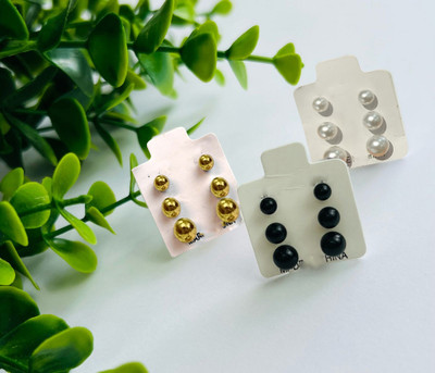 Balasundri 9Pairs Colorful Pearl Stud Earrings for Daily Use Simple Ear-Rings Girls & Women Pearl Plastic Stud Earring, Earring Set