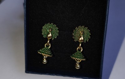 BTR Stylish Peacock Designer Latest Fancy Earring Beads Brass Jhumki Earring Beads Brass Jhumki Earring