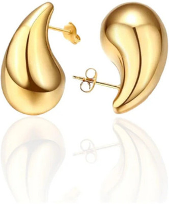 Divaart Eardrop Stud Earrings 18K Gold Plated Curved Design Earrings for Women and Girls Stainless Steel Stud Earring