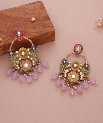 Alasca Pack of 1 Gold Earring for Women & Girls Diamond Brass Drops & Danglers