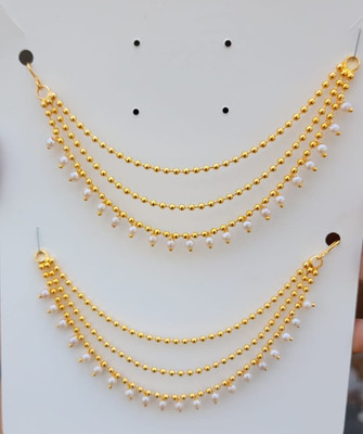 MELONLY Gold Coated Multilayer Temple jewellery statement Chain Clip Agate Alloy Ear Thread