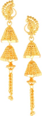 VIGHNAHARTA alloy CZ Earring Antique Gold Plated Push back clip on for Women and Girls Alloy Jhumki Earring