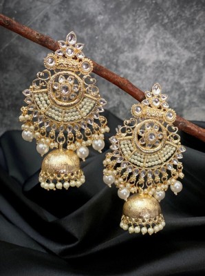 Aarav Retails Brass Gold-plated Yellow Earring Set (Pack of 1) Diamond Brass Earring Set