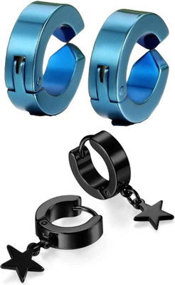 AACEPRO Stylish Jewellery Non Piercing Clip on Hoop Mens Earrings Metal Hoop Earring