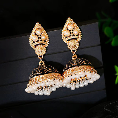 Kraftee Antique Pearl Jhumki Earring for women and Ethinic style jhumka for girls Brass Jhumki Earring