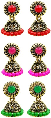 Happy Stoning Elite premium Earrings 3 Pairs Combo Brass Jhumki Earring