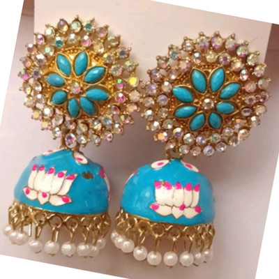 Reshu WEDDING JHUMKHAS Agate Brass Jhumki Earring