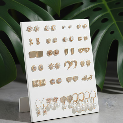 Zaphariq Stylish 25 Pair Gold Plated Pearl and Stud Earring Combo Set Pearl Alloy Stud Earring