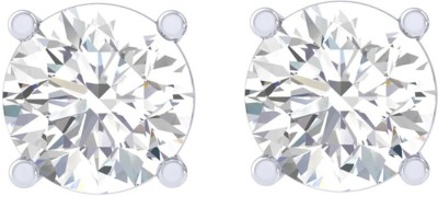 CLARA Round Brilliant Solitaire Stud Screw Back Cubic Zirconia Sterling Silver Stud Earring