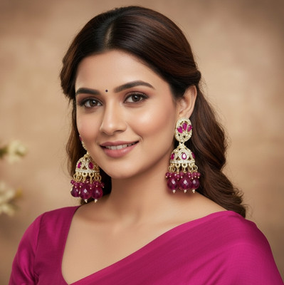 Defashions DE007 Stone, White Metal Jhumki Earring