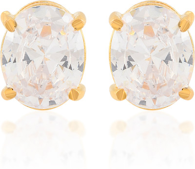 memoir Brass Goldplated Imitation Diamond Stud Earrings Women Fashion Diamond Brass Stud Earring
