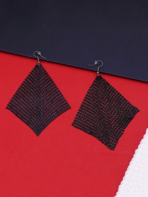 Kairangi Metallic Mesh Grid Sequins Tassel Long Drop Earrings Women and Girls Metal Drops & Danglers