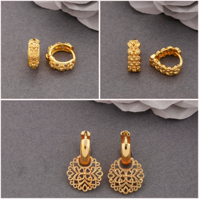 Weroxa Combo of 3 Brass Huggie Earring