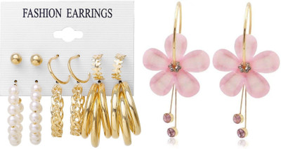 Celestria Korean Earrings Set of 6 pair of earrings Alloy Stud Earring, Hoop Earring, Drops & Danglers