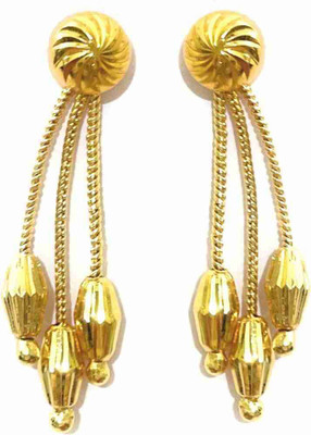 jewelsandmore J&M Trendy Golden Hanging Earrings For GIrls And Womens Brass Huggie Earring