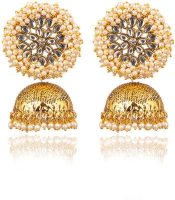 SheStore Royal Kundan Pearl Jhumka Crystal Alloy Chandbali Earring