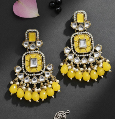Meira Jewellery Kundan and Stone Studded Designer Heavy Earring Brass Drops & Danglers