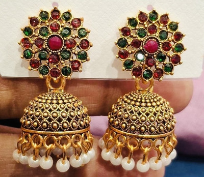 SAKETHAM Golden Dancing Queen Alloy Jhumki Earring