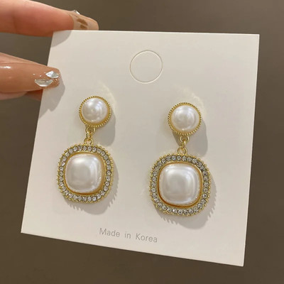 Prstein Gold Plated Amazing Korean Square Drop Earrings Alloy Drops & Danglers