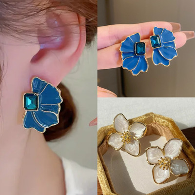 AKISON JEWELS Korean Earrings Combo For Women Girls Floral Flower Stylish Trending Trendy Crystal Alloy Earring Set, Stud Earring