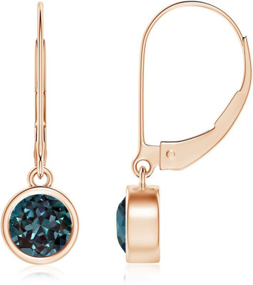 Sivori Bezel-Set Round Lab-Grown Alexandrite Leverback Drop Earring in Multicolorss Zircon Brass Earring Set