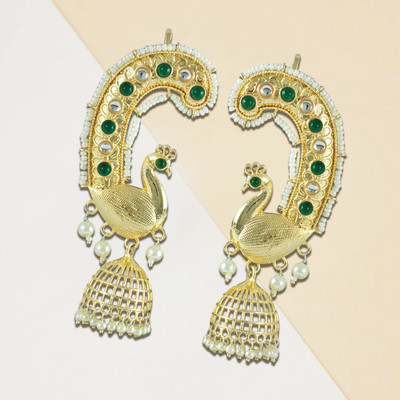 TAP Fashion Gold Plated Peacock Design with Kundan Copper Cuff Earring