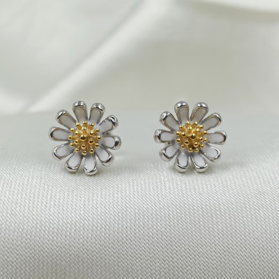 AMONROO 925 Sterling Silver Sunflower stud earrings Daisy earrings for women and girls Sterling Silver Stud Earring