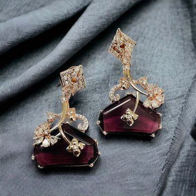 Opal Touch Spring Meadow Sparkle Earrings Cubic Zirconia Brass Stud Earring
