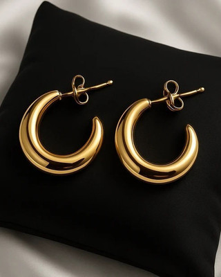 cieloria Lunar Luxe Bold Crescent Hoops Metal Hoop Earring