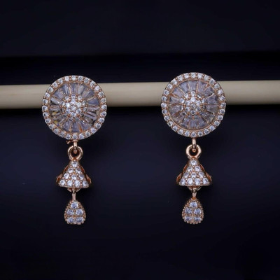 immitation Starburst Cluster & Pave Mini Jhumka Drop Earrings Metal Stud Earring