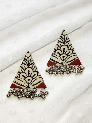 Tanu Women's Handmade Triangle printed earrings Fabric Stud Earring