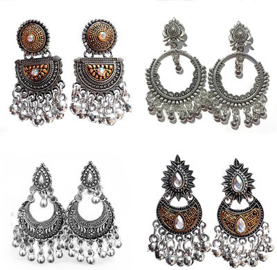 Jhumka Street Dual Tone jhumka Earrings for girls and Women stylish Pack of 4 Alloy Jhumki Earring